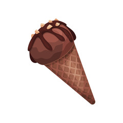 Chocolate ice cream cone cartoon vector Illustration