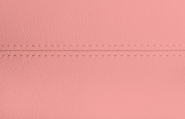 Fototapeta premium Leather texture background for design, light pink illustration. Texture, color, artificial leather with stitching