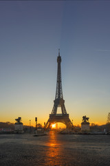 The Eiffel tower at Paris from the river Seine in morning