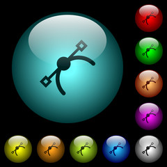 Vector symbol icons in color illuminated glass buttons