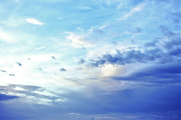 Naklejka na ściany i meble Cloudy sky and sunlight, abstract image of sky, natural background.