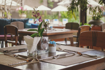 Dining table in the restaurant.
