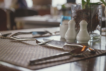Dining table in the restaurant.