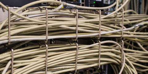 Network cable on a network HUB in the Data Center