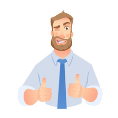 Businessman show thumb up
