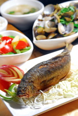 Grilled ayu on the dinner table
