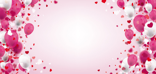 Pink White Balloons Hearts Bright Centre Header