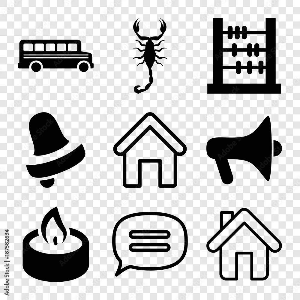 Poster Set of 9 button filled and outline icons