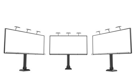 Obraz premium 3D rendering of blank billboard (empty advertisement) isolated on white background - mock up template