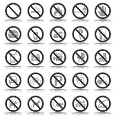 25 Verbots- & Warnschilder (in Grau)