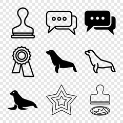 Set of 9 seal filled and outline icons