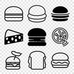 Set of 9 cheese filled and outline icons