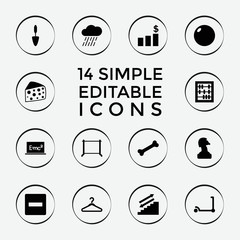 Set of 14 single filled icons