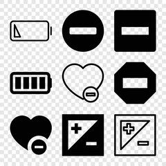 Set of 9 minus filled and outline icons