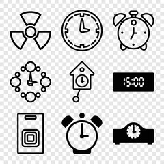 Set of 9 alarm filled and outline icons