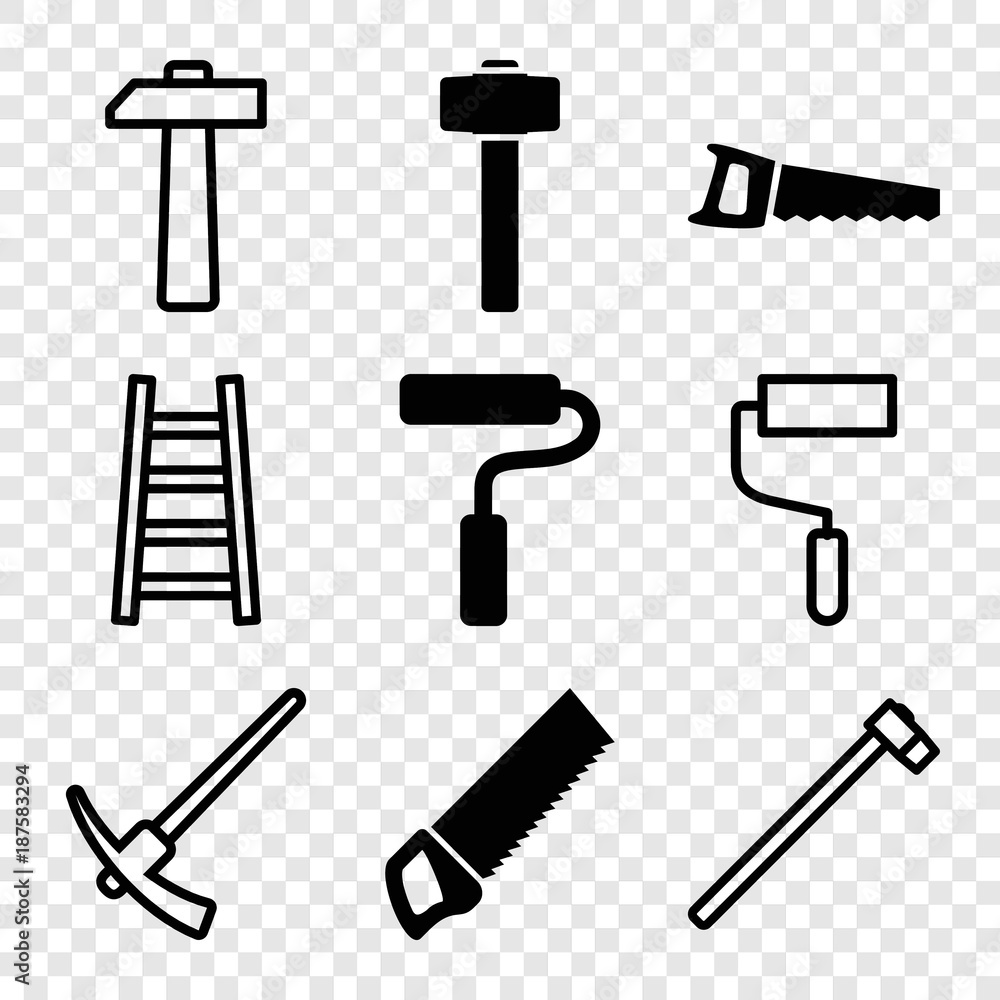 Poster set of 9 improvement filled and outline icons