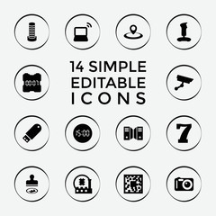 Set of 14 digital filled icons