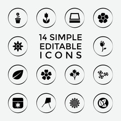 Set of 14 floral filled icons
