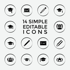 Set of 14 student filled icons
