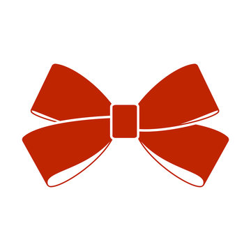 Red bow isolated on white background.  Vector image.