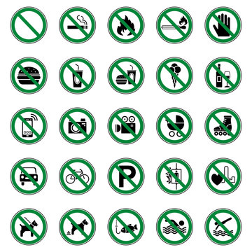 25 Verbots- & Warnschilder (Grün)