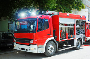 Fire Truck in situation with flashing lights