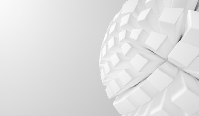 3D Rendering Of Abstract Sphere With Cubes Closeup