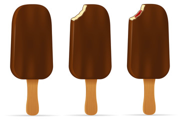 ice cream in chocolate glaze on stick stock vector illustration