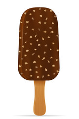 ice cream in chocolate glaze on stick stock vector illustration