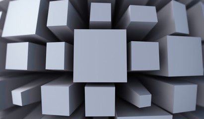 3D Rendering Of Abstract Cubes Closeup Background