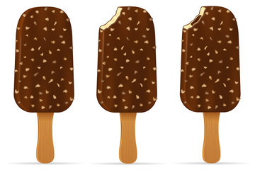 ice cream in chocolate glaze on stick stock vector illustration