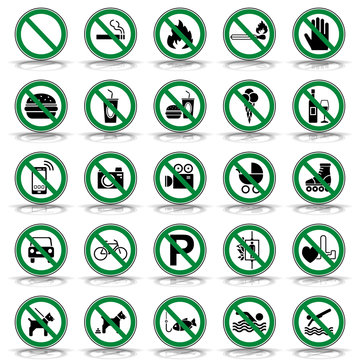 25 Verbots- & Warnschilder (in Grün)
