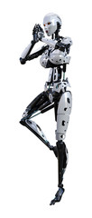3D Rendering Female Robot on White