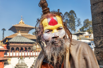 Sadhu, Pashupatinath, Kathmandu, Nepal - obrazy, fototapety, plakaty