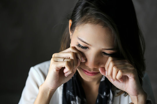 Closeup of crying woman