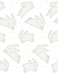 Seamless pattern with cute rabbits shapes