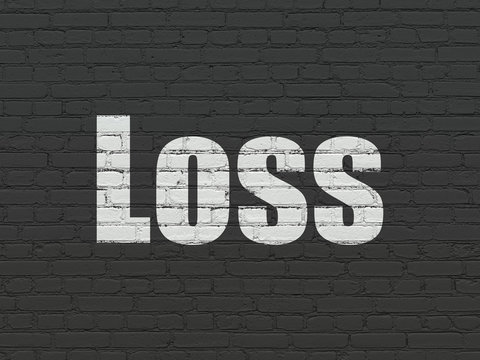 Finance concept: Painted white text Loss on Black Brick wall background