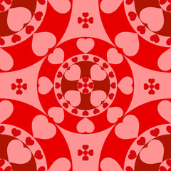 Vector illustration with red hearts. Seamless pattern for Valentine's Day. Romantic background.