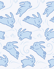 Seamless pattern with cute rabbits shapes