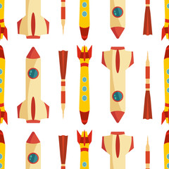 Seamless pattern with space rocket. Vector illustration.
