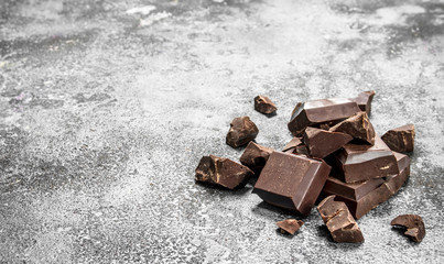 Pieces of dark chocolate.