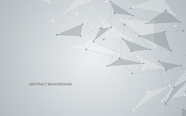 Vector global creative social network. Abstract polygonal background with lines and dots.