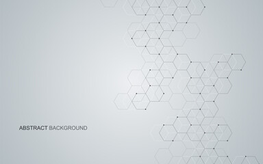 Vector hexagonal background. Digital geometric abstraction with lines and dots. Geometric abstract design.