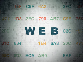 Web design concept: Painted blue text Web on Digital Data Paper background with Hexadecimal Code
