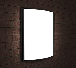 Convex LED light box Single Sided Poster display or  Sign Holder Curved Frame for  Theater Bills or Ads. 3d render illustration.