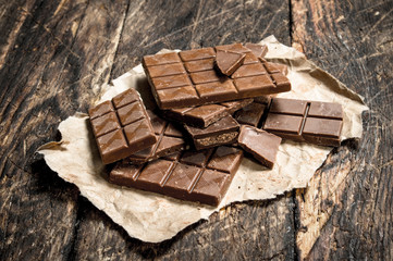 Broken chocolate bars.