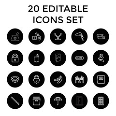 Open icons. set of 20 editable outline open icons