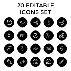 Raw icons. set of 20 editable outline raw icons