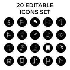 Pennant icons. set of 20 editable outline pennant icons
