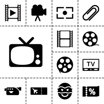 Movie icons. set of 13 editable filled movie icons